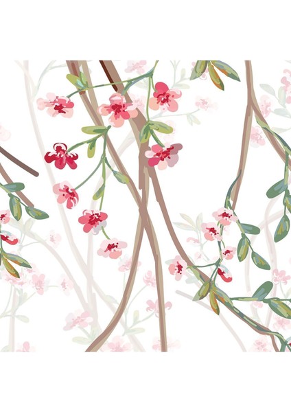 Doğal ve Zarif Çiçek Dalı Desenli Tek Parça Duvar Kaplaması -Çiçek Motifli Duvar Kağıdı indirimleri