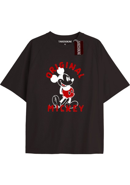 Unique Kadın Siyah Sırt Baskılı Mickey Mouse T-Shirtkod 75