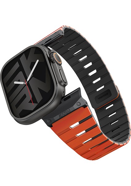 Watch 7 45MM Gemini Serisi Tpu Magnetik Silikon Kordon Turuncu-Siyah
