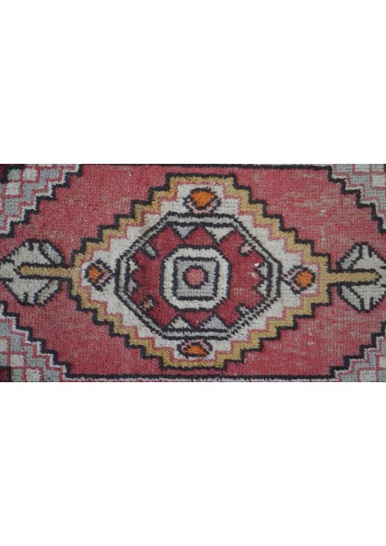47 x 100 cm El Dokuma Yün Boho Stili Küçük Boy Pembe Renk Anadolu Kilim