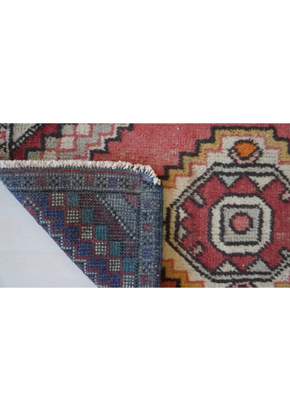 47 x 100 cm El Dokuma Yün Boho Stili Küçük Boy Pembe Renk Anadolu Kilim