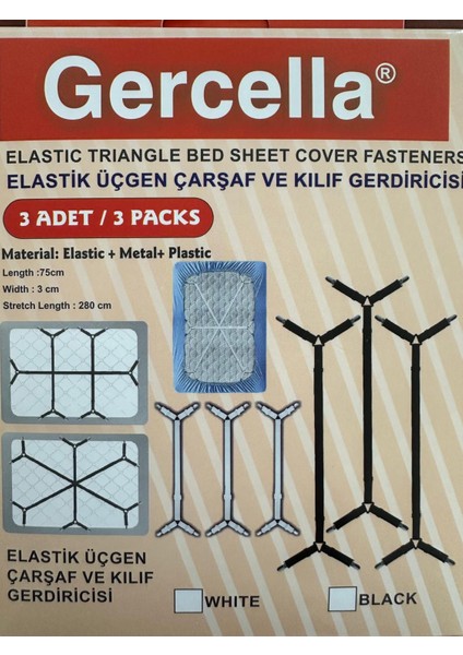 Elastik Üçgen Çarşaf ve Kılıf Gerdiricisi Uzun Tip Beyaz