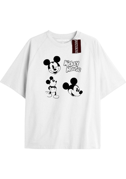 Tarzsokak Unique Kadın Beyaz Sırt Baskılı Mickey Mouse T-Shirtkod 3