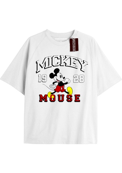 Unique Kadın Beyaz Sırt Baskılı Mickey Mouse T-Shirtkod 10
