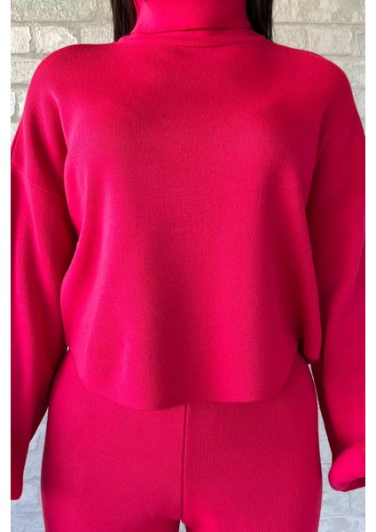 Crop Kazak Pantolon Triko Ikili Takım modelleri