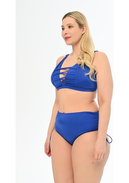 Kadın Saks Büyük Beden Venezıa Çapraz Ipli Dekolte Bikini Takımı fiyatları
