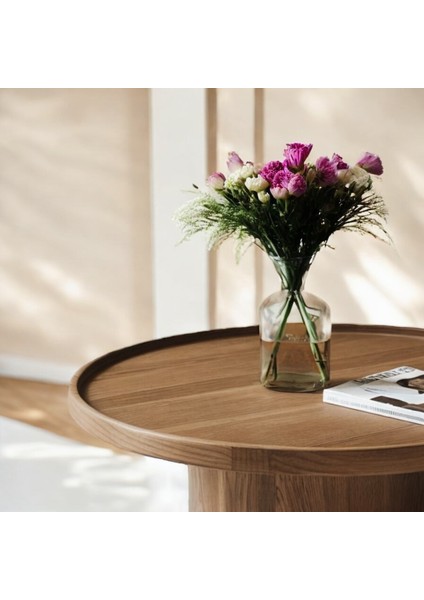 Modern Minimalist Yuvarlak Ahşap Orta Sehpa, 90CM Çap fiyatları
