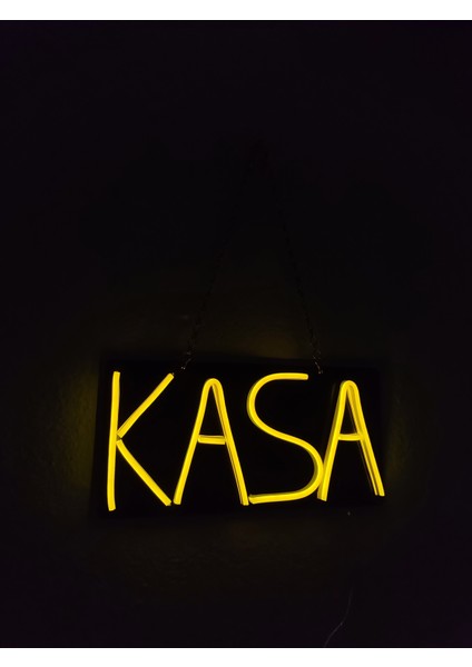 Kasa Yazılı Neon Tabela 30X15CM (3mm Siyah Mdf Üzeri)