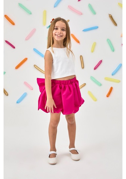 Fuşya Kız Çocuk Balon Etek - Anna