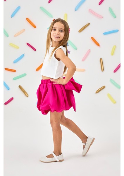 Fuşya Kız Çocuk Balon Etek - Anna modelleri