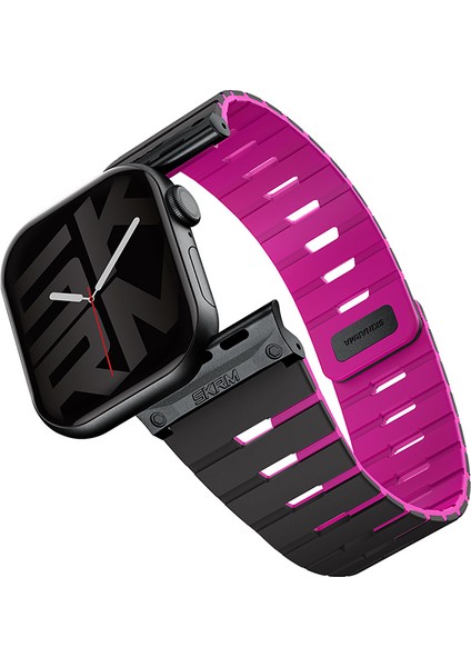 Watch 7 41MM Gemini Serisi Tpu Magnetik Silikon Kordon Siyah-Pembe