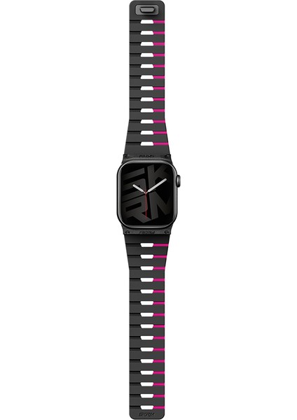 Watch 7 41MM Gemini Serisi Tpu Magnetik Silikon Kordon Siyah-Pembe fiyatları