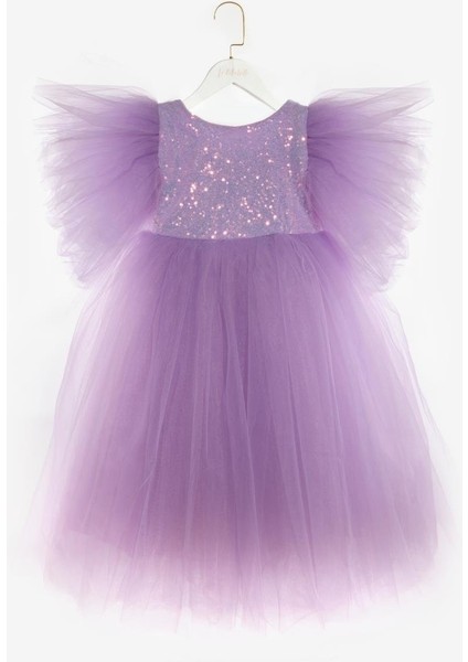 Lila Önü Pullu Kız Çocuk Tül Elbise - Halsey fırsatları