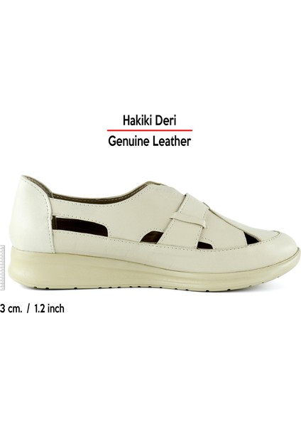 Aida Bej Hakiki Deri Kesik Detaylı Lastikli Slip-On Günlük Ayakkabı