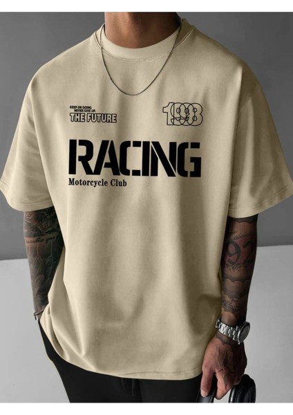 Tarzsokak Motorcu Yarış Klubü Baskılı Oversize Unisex Kısa Kollu