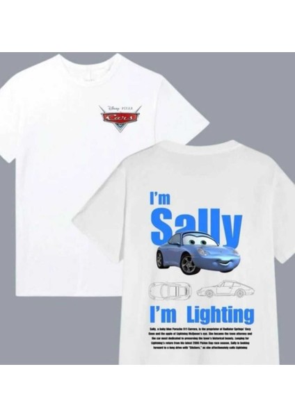 Tarzsokak Disney Arabalar Sally ve Mcqueen Baskılı Oversize Unisex