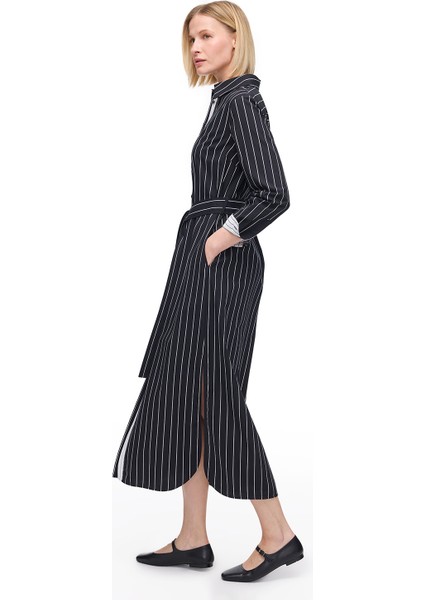 Siyah Toris Rahat Kalıp Diz Boy Elbise modelleri