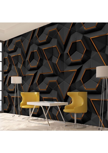 Duvar Kağıdı-3d Geometrik Isı ve Ses Yalıtımlı Tekstil Duvar Kaplaması-Silinebilir-Kolay Uygulanır