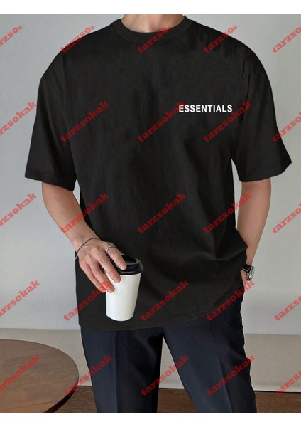 Essentials 303 Kısa Kollu Bisiklet Yaka Siyah Tshirt