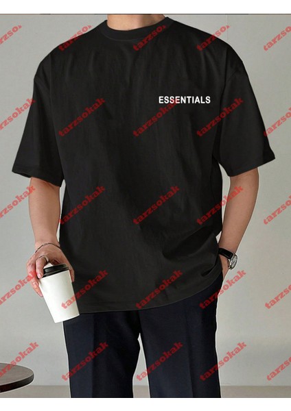 Essentials 303 Kısa Kollu Bisiklet Yaka Siyah Tshirt modelleri