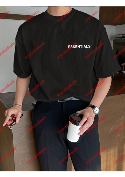 Essentials 303 Kısa Kollu Bisiklet Yaka Siyah Tshirt indirimleri