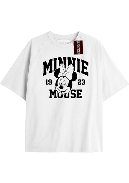 Tarzsokak Unique Kadın Beyaz Sırt Baskılı Mickey Mouse T-Shirtkod 12