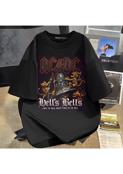 Tarzsokak Rock Serisi Ac/dc Baskılı Unisex Oversize