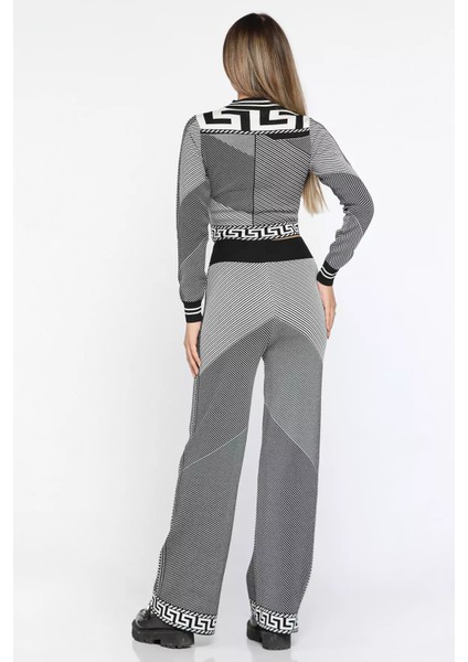 Desenli Crop Bluz Pantolon Triko Ikili Takım (S-M Beden Uyumludur) modelleri