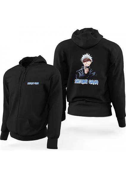 Jajutsu Kaisen Gojo Satoru Siyah Fermuarlı Limited Edition Kapşonlu Sweatshirt
