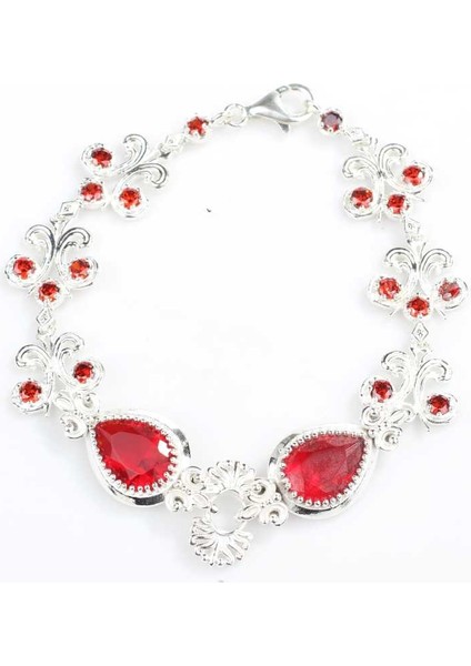 Kırmızı Yakut Taşlı Antik Bileklik