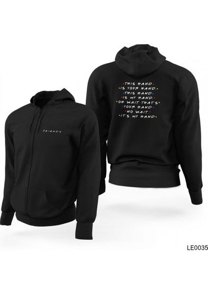 Friends Siyah Fermuarlı Limited Edition Kapşonlu Sweatshirt