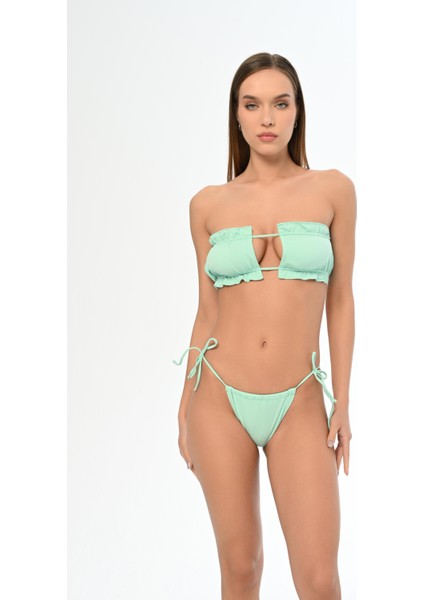 Aquaviva Kadın Mint Luıza Straplez Sürgülü Brezılıan Fırfırlı Bikini Takımı
