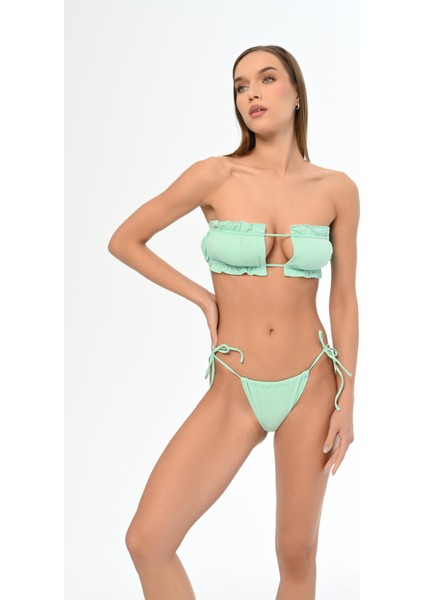 Aquaviva Kadın Mint Luıza Straplez Sürgülü Brezılıan Fırfırlı Bikini Takımı fiyatları