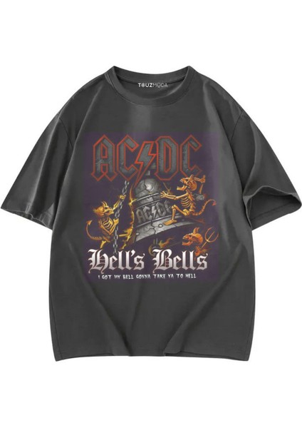Tarzsokak Rock Serisi Ac/dc Baskılı Unisex Oversize