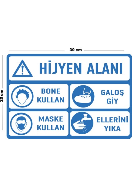 Metal Hijyen Alanı 20CM x 30CM A4 Büyüklüğünde Uyarı Levhası Yönlendirme Tabelası