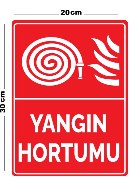 Metal Yangın Hortumu 20CM x 30CM A4 Büyüklüğünde Uyarı Levhası Yönlendirme Tabelası