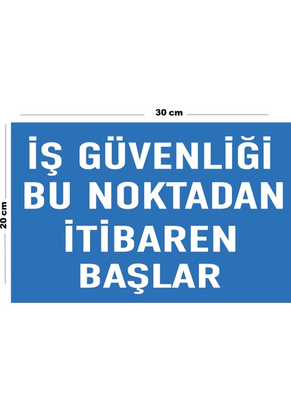 Metal Iş Güvenliği Bu Noktadan Itibaren Başlar 20CM x 30CM A4 Büyüklüğünde Uyarı Levhası Yönlendirme