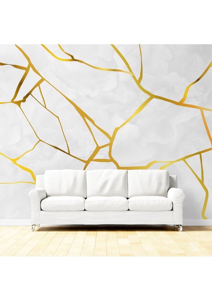 Lüks Altın Mermer Desenli Duvar Kağıdı-Salon Duvar Kağıdı-Kişiye Özel