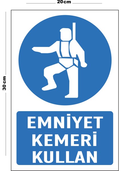 Metal Emniyet Kemeri Kullan 20CM x 30CM A4 Büyüklüğünde Uyarı Levhası Yönlendirme Tabelası