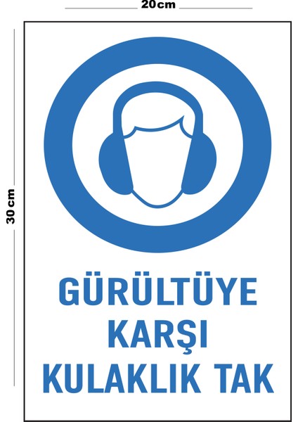 Metal Gürültüye Karşı Kulaklık Tak 20CM x 30CM A4 Büyüklüğünde Uyarı Levhası Yönlendirme Tabelası