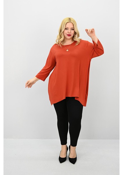 Kadın Büyük Beden Truvakar Kol Asimetrik Kesim Tunik 1964-25 modelleri