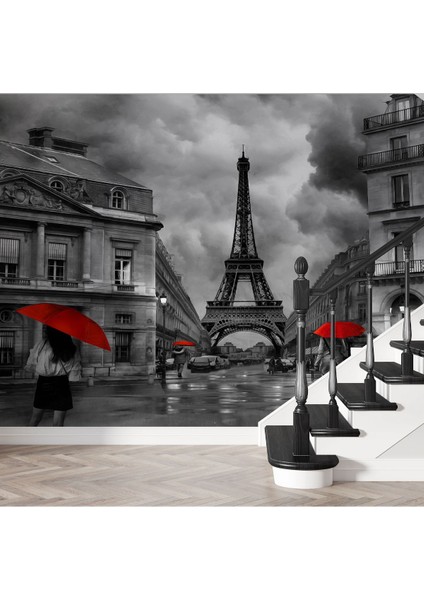 Dijital Baskılı Paris Eyfel Kulesi Manzaralı Duvar Kağıdı - 3D Duvar Kağıdı fiyatları