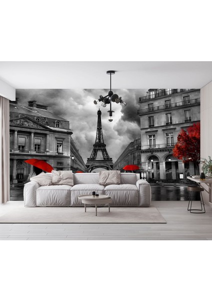 Dijital Baskılı Paris Eyfel Kulesi Manzaralı Duvar Kağıdı - 3D Duvar Kağıdı modelleri