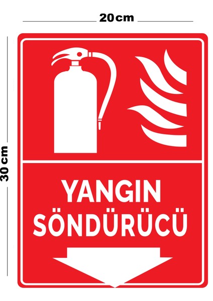 Metal Yangın Söndürücü 20CM x 30CM A4 Büyüklüğünde Uyarı Levhası Yönlendirme Tabelası