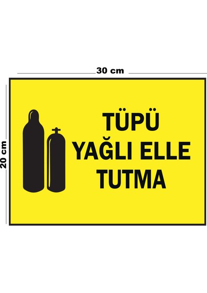 Metal Tüpü Yağlı Elle Tutma 20CM x 30CM A4 Büyüklüğünde Uyarı Levhası Yönlendirme Tabelası