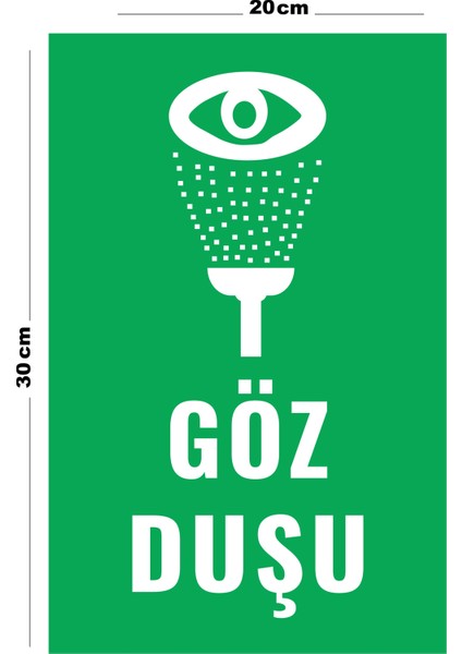 Metal Göz Duşu 20CM x 30CM A4 Büyüklüğünde Uyarı Levhası Yönlendirme Tabelası