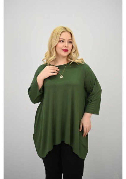 Kadın Büyük Beden Truvakar Kol Asimetrik Kesim Tunik 1964-25 fiyatları