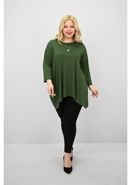 Kadın Büyük Beden Truvakar Kol Asimetrik Kesim Tunik 1964-25 modelleri