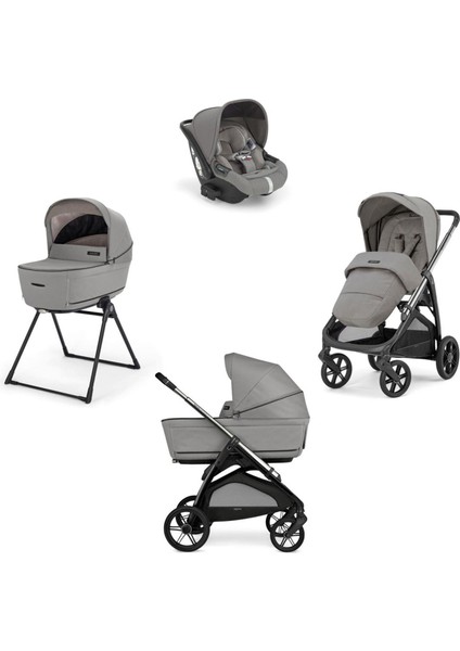 Aptica Glam Bebek Arabası ve Darwin Recline Ana Kucaklı, Portbebeli, Stantlı 4'lü Sistem Platinum Grey