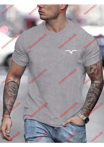 Tarzsokak Model 3575 Erkek Yazlık Yuvarlak Yaka Kısa Kollu Günlük Tişört, Yaz